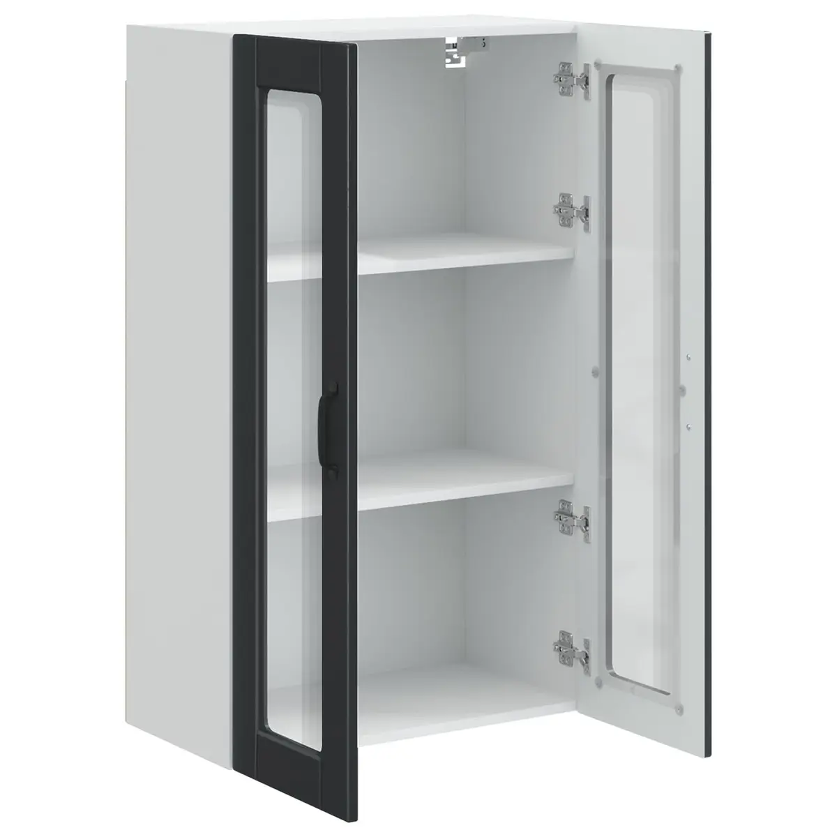 Wall-Mounted Kitchen Cabinet Black Glass 60x31x100cm Engineered Wood