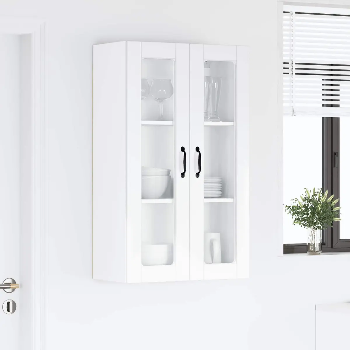 High Gloss White Wall Glass Cabinet