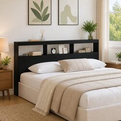 Specifications of Black Engineered Wood Headboard 200cm