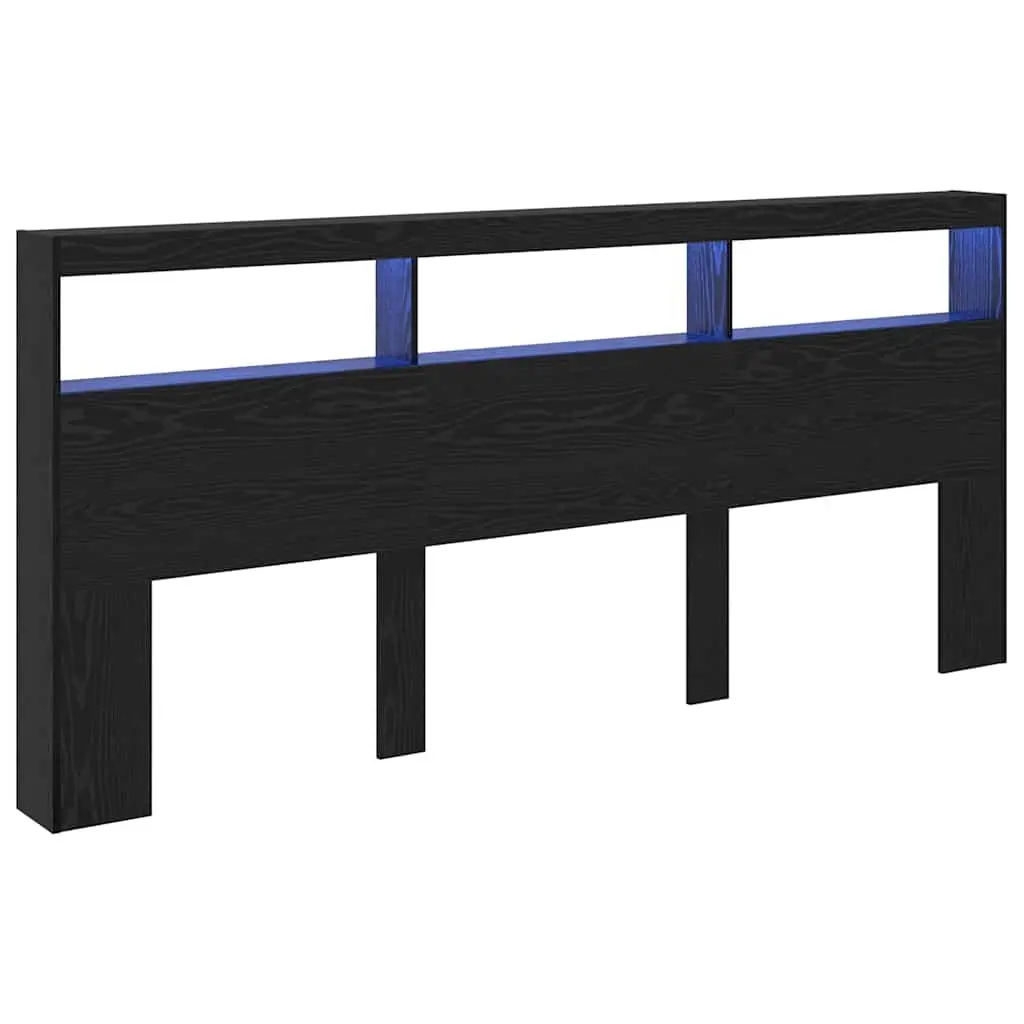 Black Oak Engineered Wood LED Headboard