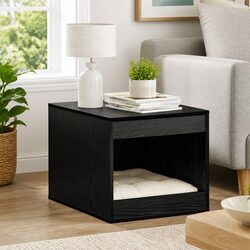 Cat Litter Box Enclosure Black Oak Wood 47 x 59 x 42 cm Indoor Furniture