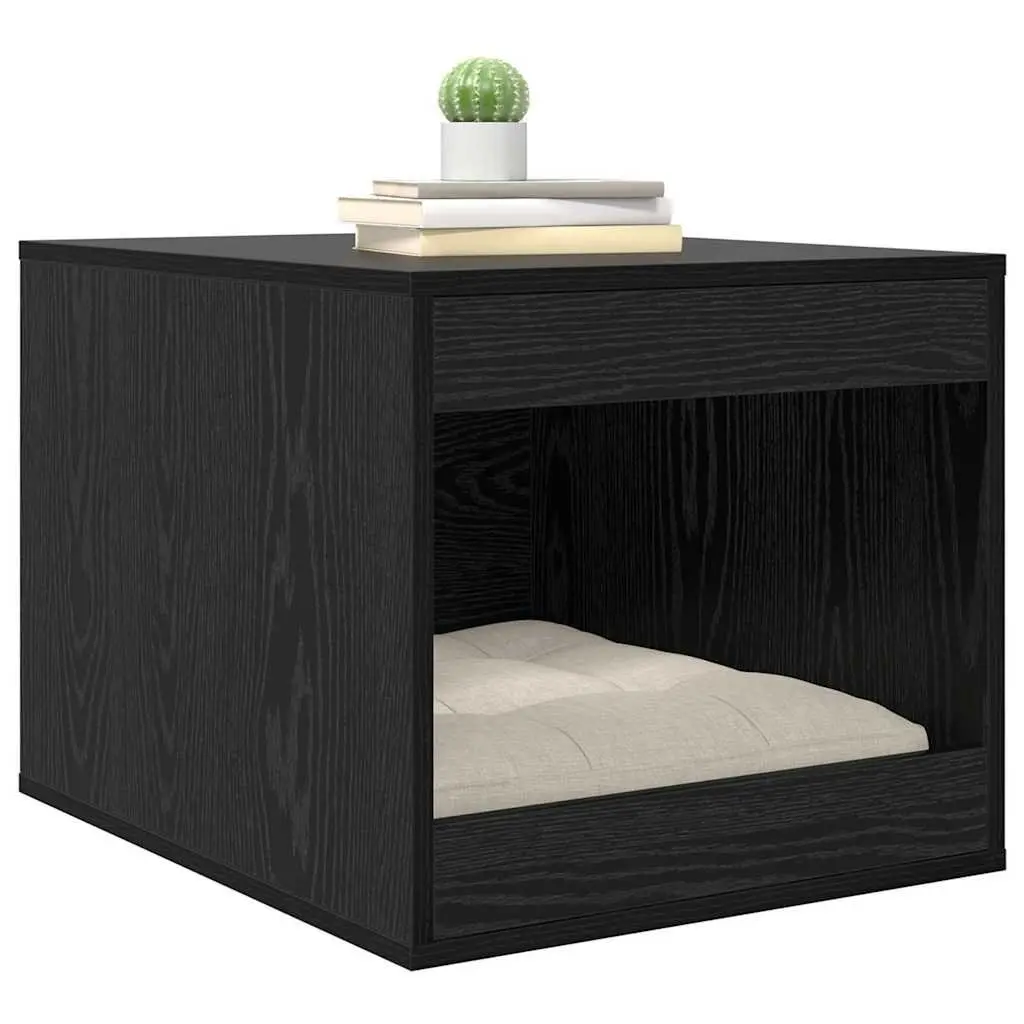 Cat Litter Box Enclosure Indoor Furniture Black Oak Wood 47 x 59 x 42 cm