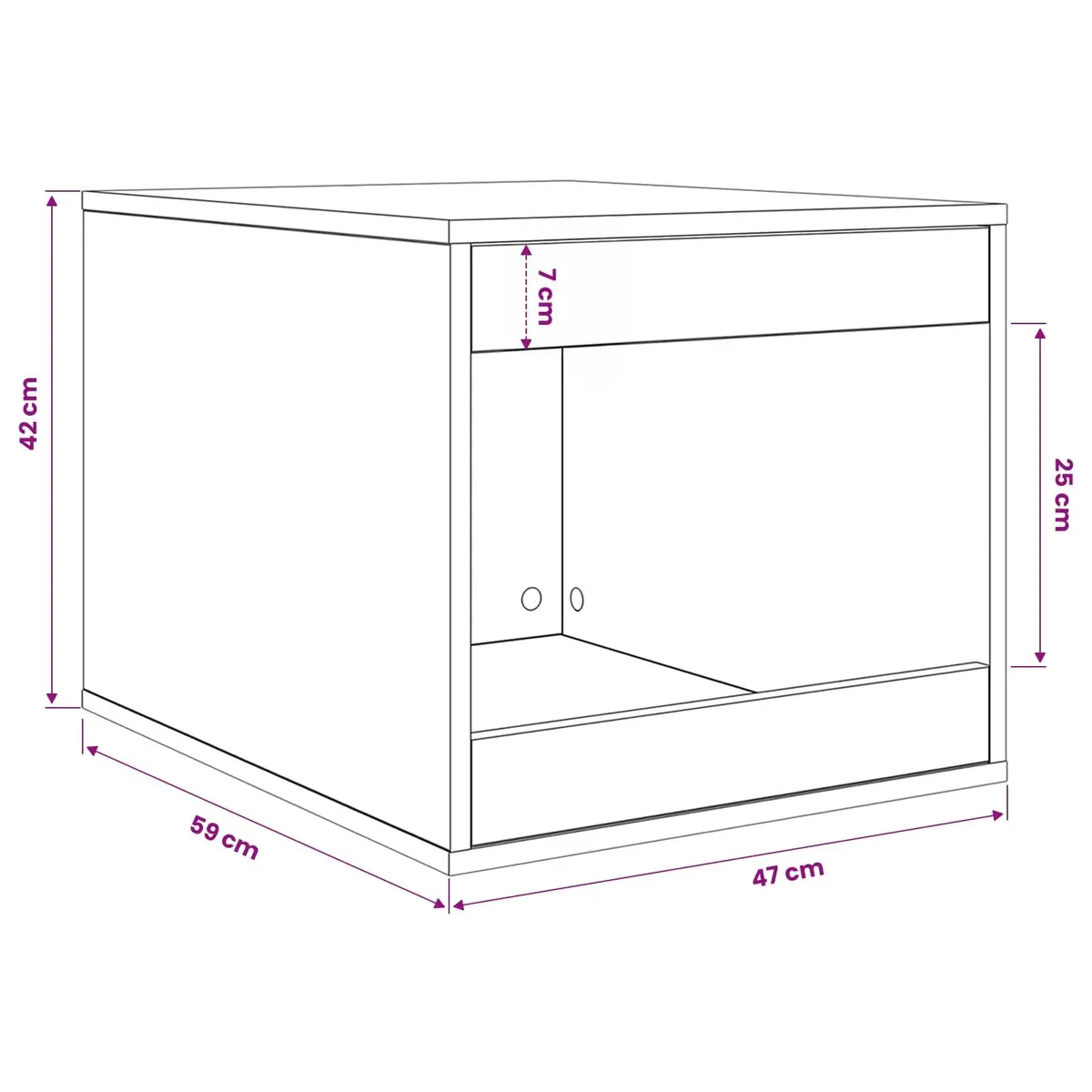 Cat Litter Box Enclosure Indoor Furniture Black Oak Wood 47 x 59 x 42 cm
