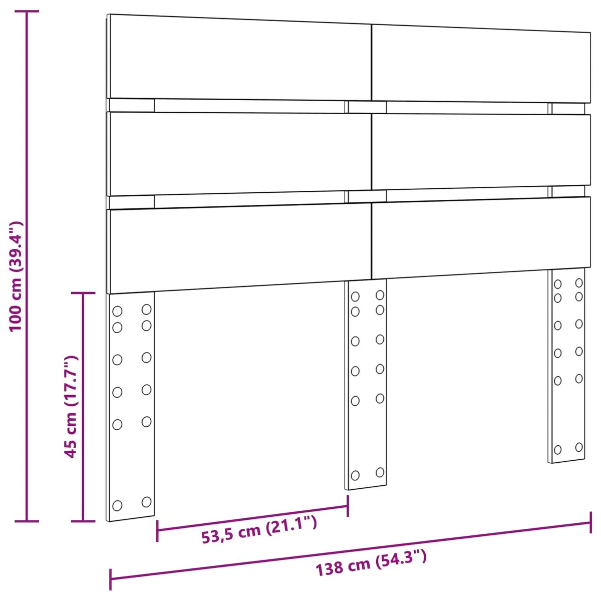 Brown Rectangular Engineered Wood Headboard