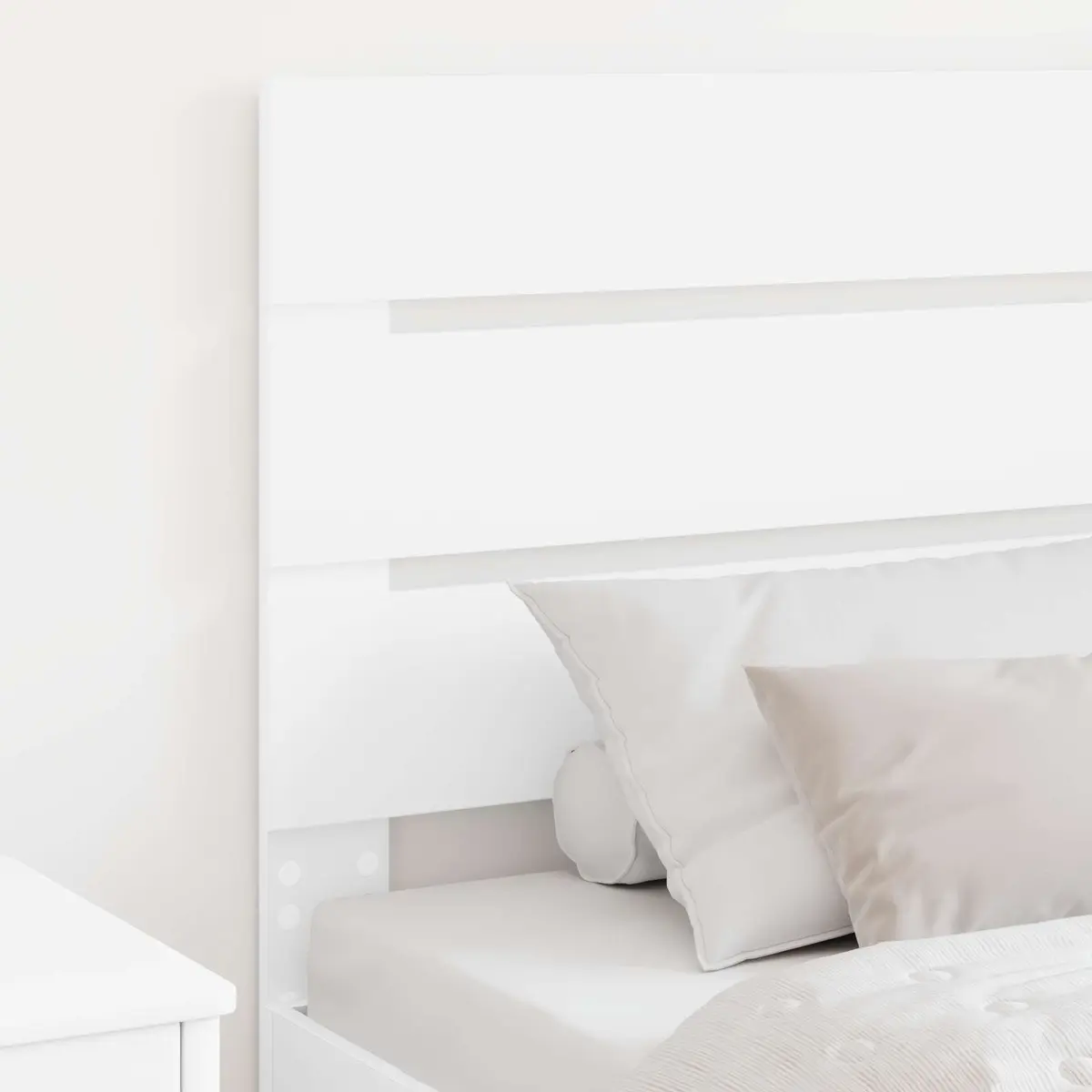 Engineered Wood Headboard, Rectangular, Modern, White Finish