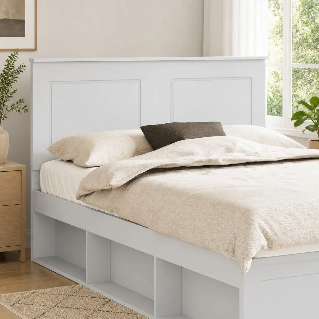 100 cm White Engineered Wood Headboard for Wall-Mounting