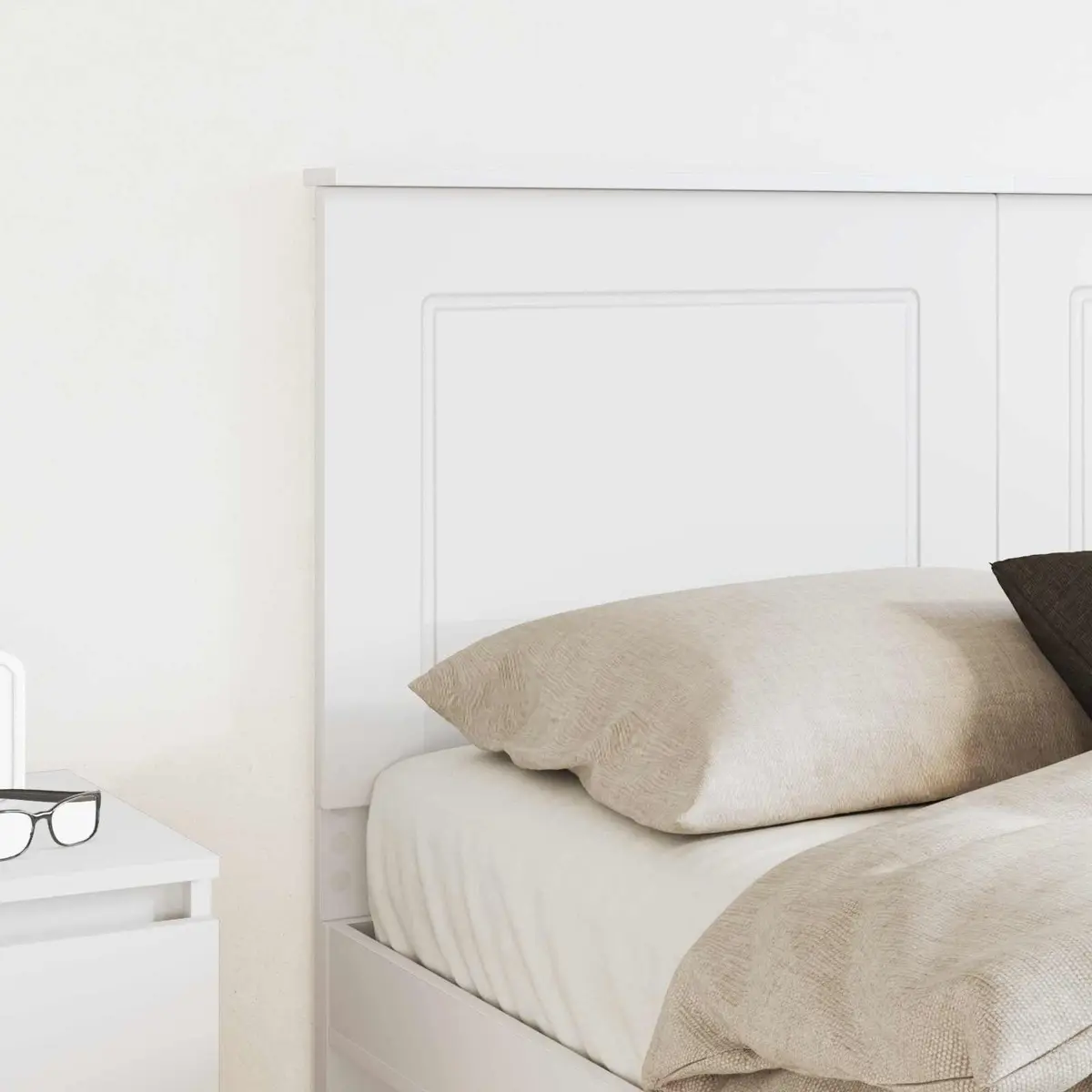 100 cm White Engineered Wood Headboard for Wall-Mounting