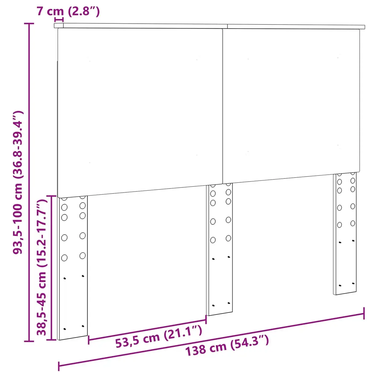 Adjustable Wall-Mounted Headboard Brown Engineered Wood Modern Bedroom Furniture