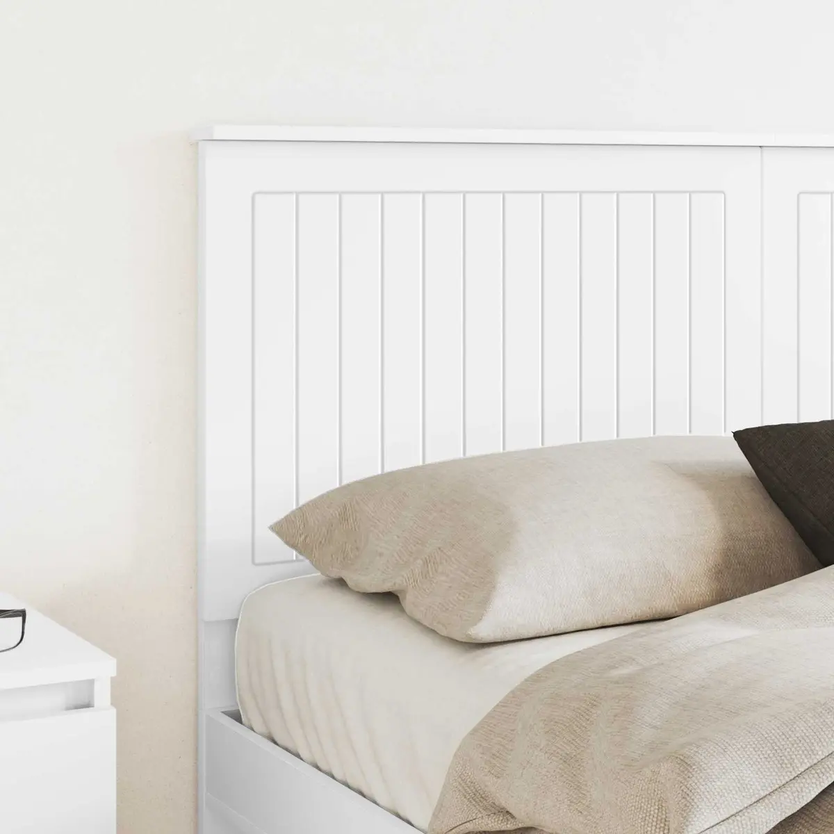 150cm White Engineered Wood Headboard