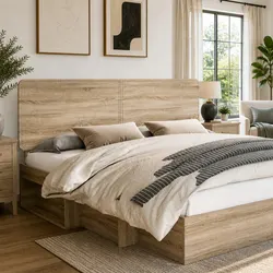 Brown Rectangular Headboard - Engineered Wood Construction