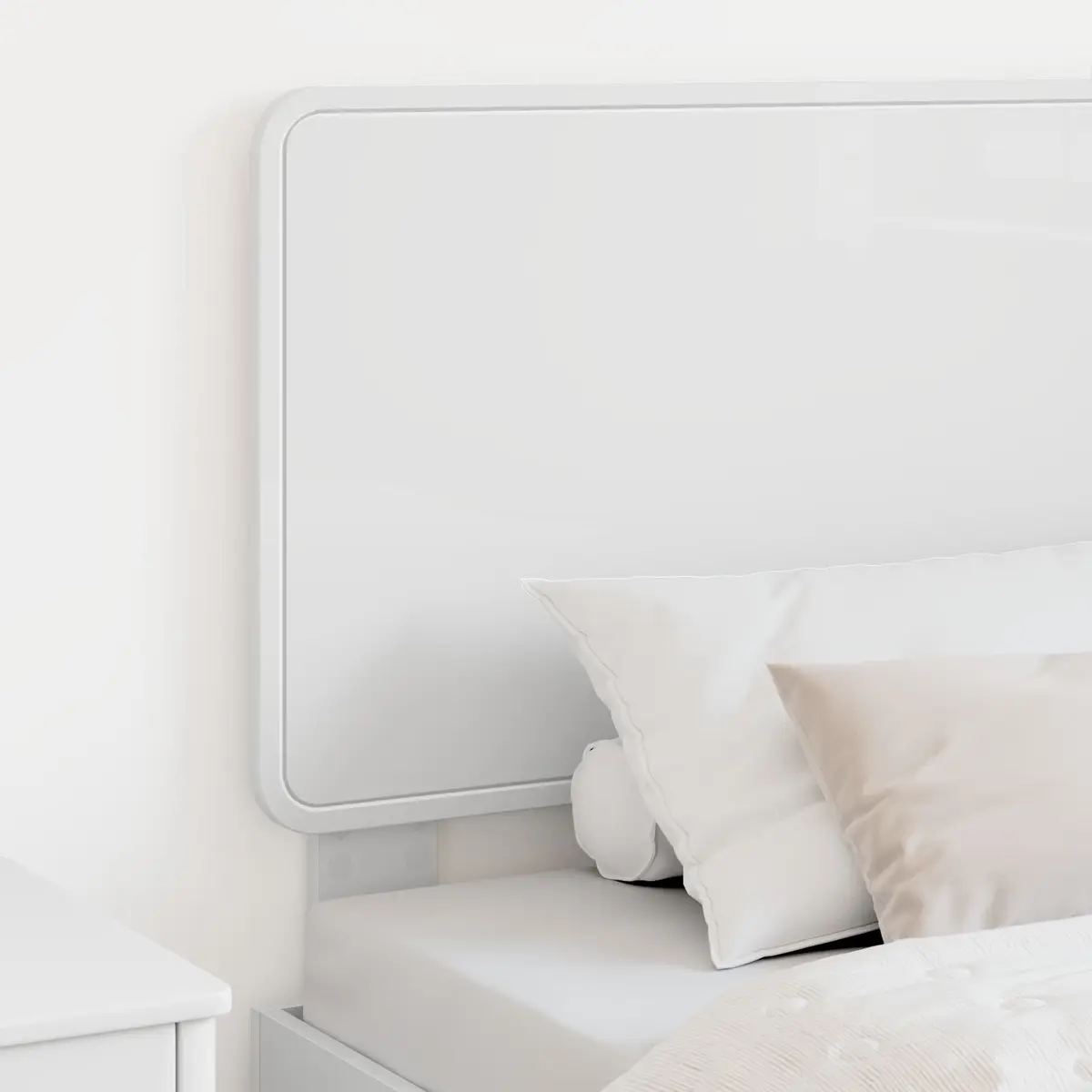White Engineered Wood Rectangular Headboard