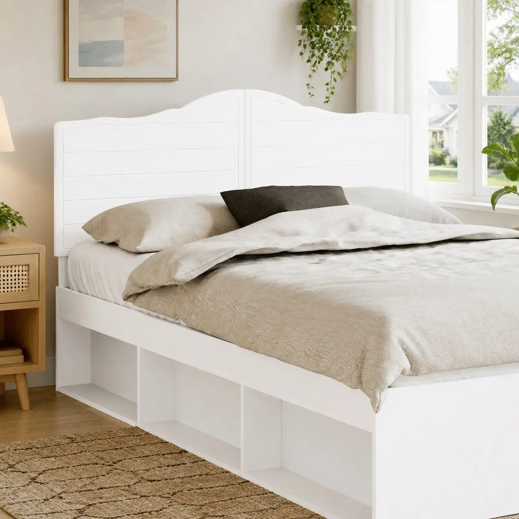 Engineered Wood Wall-Mounted White Headboard, 1x Included