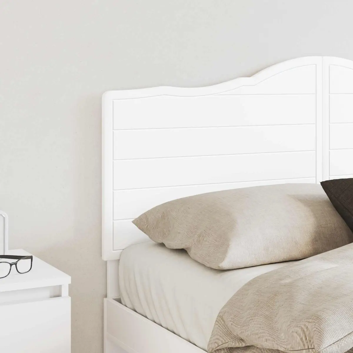 Engineered Wood Wall-Mounted White Headboard, 1x Included