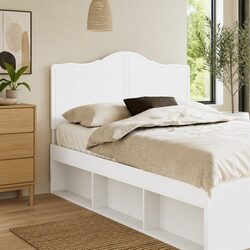 White Headboard Modern Bedroom Furniture Engineered Wood Wall Mount Minimalist