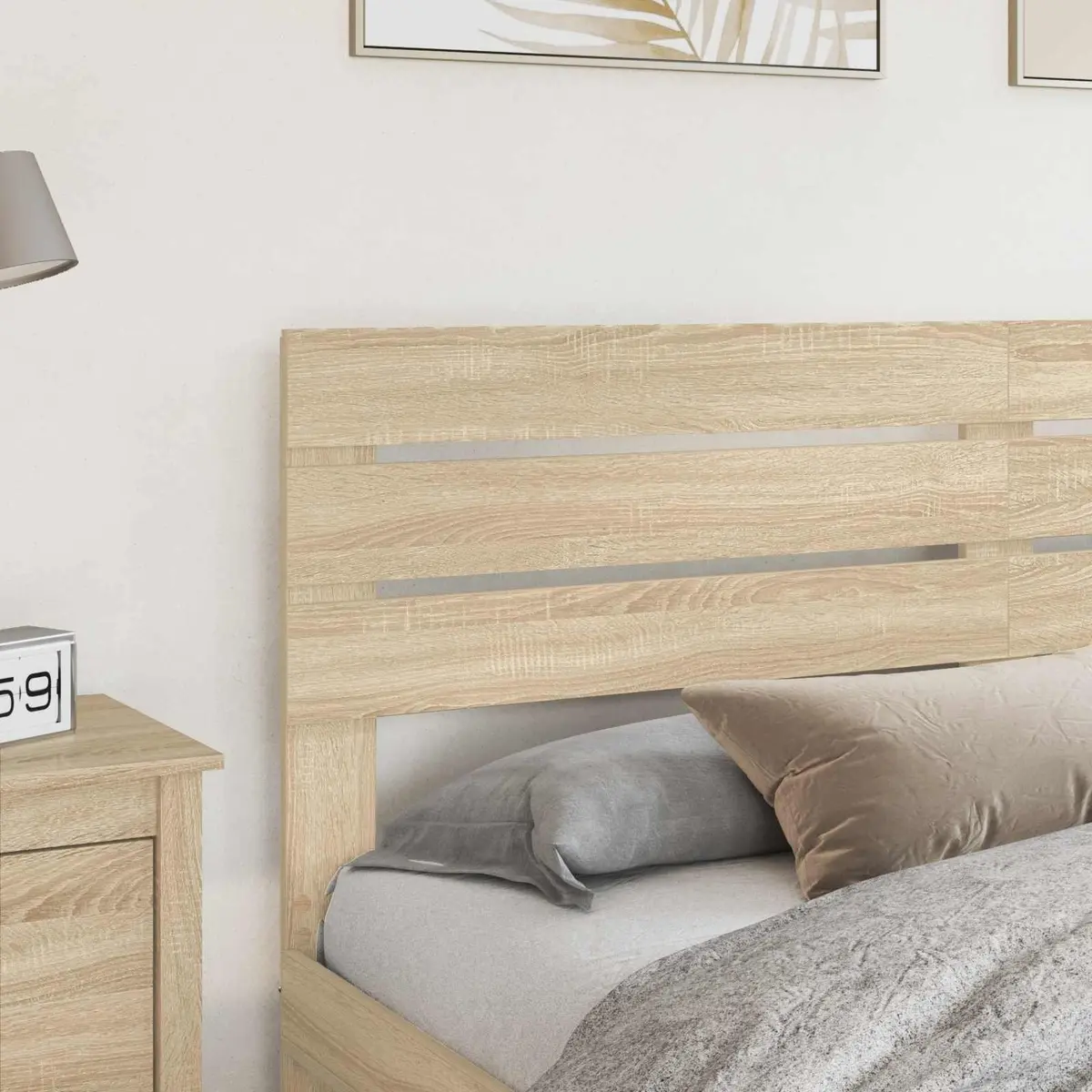 Brown Rectangular Engineered Wood Headboard