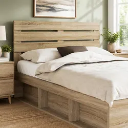 Engineered Wood Brown Rectangular Headboard - Specs Inside