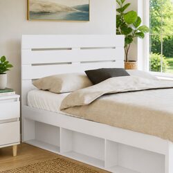 Modern Rectangular Headboard in White Engineered Wood