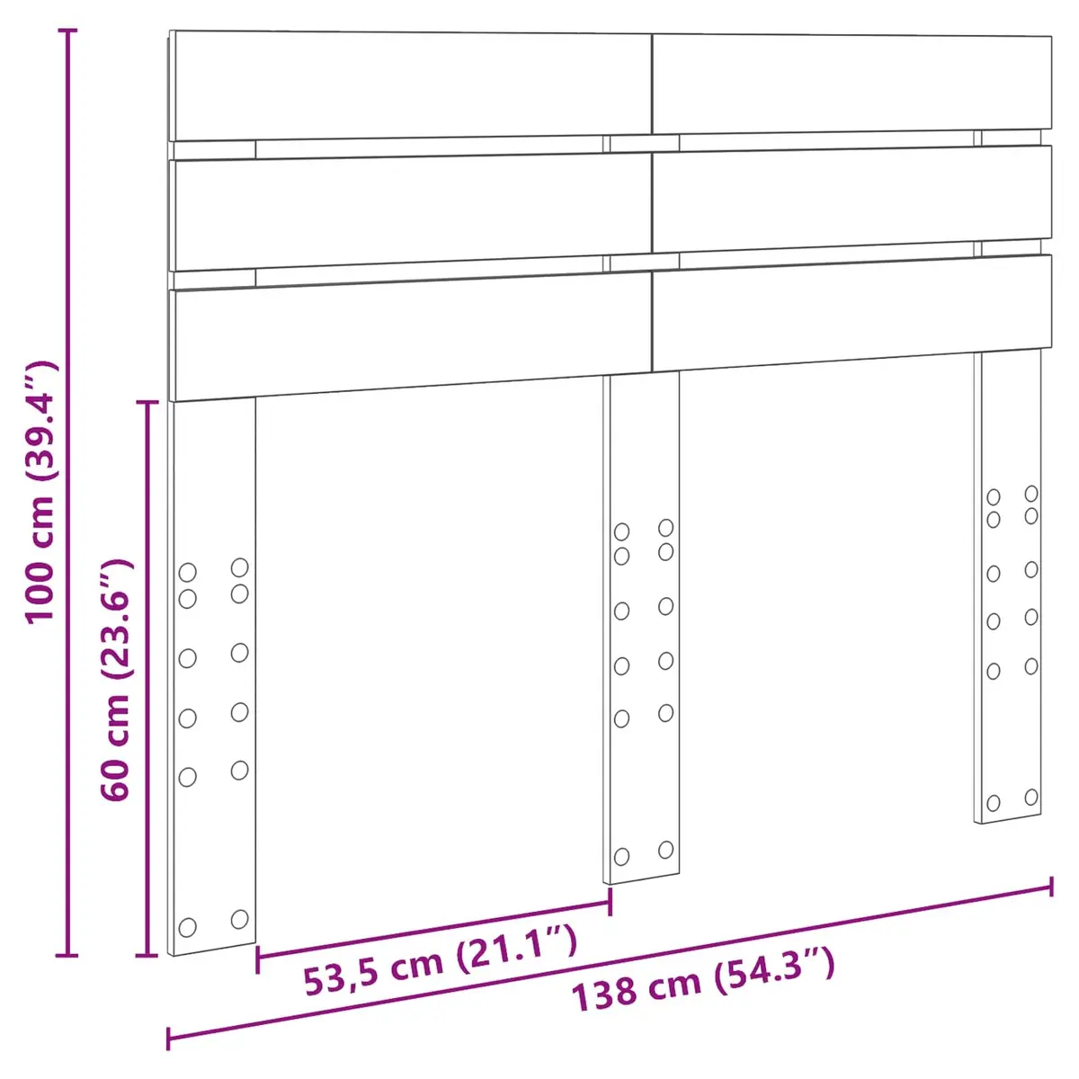 Rectangular Headboard in White Engineered Wood