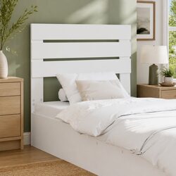 White Engineered Wood Headboard: Rectangular Design and Quality Build