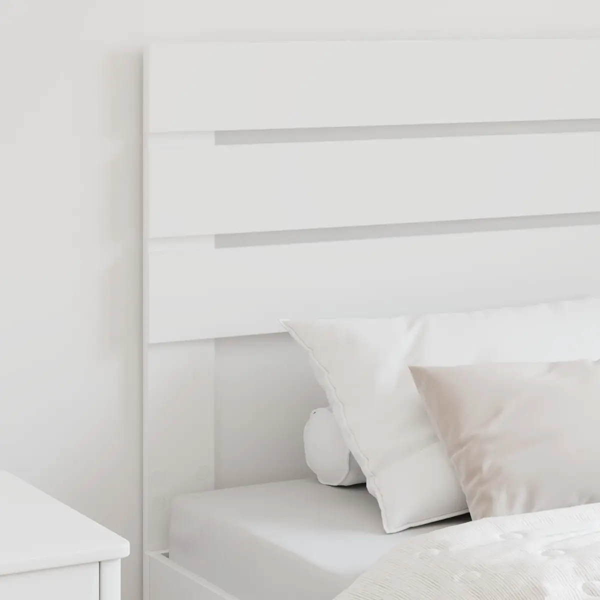 White Engineered Wood Headboard Modern Bedroom Rectangular Design Stylish Décor