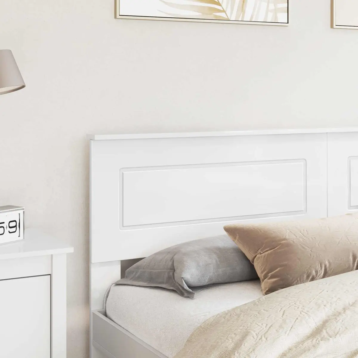 White Rectangular Engineered Wood Headboard