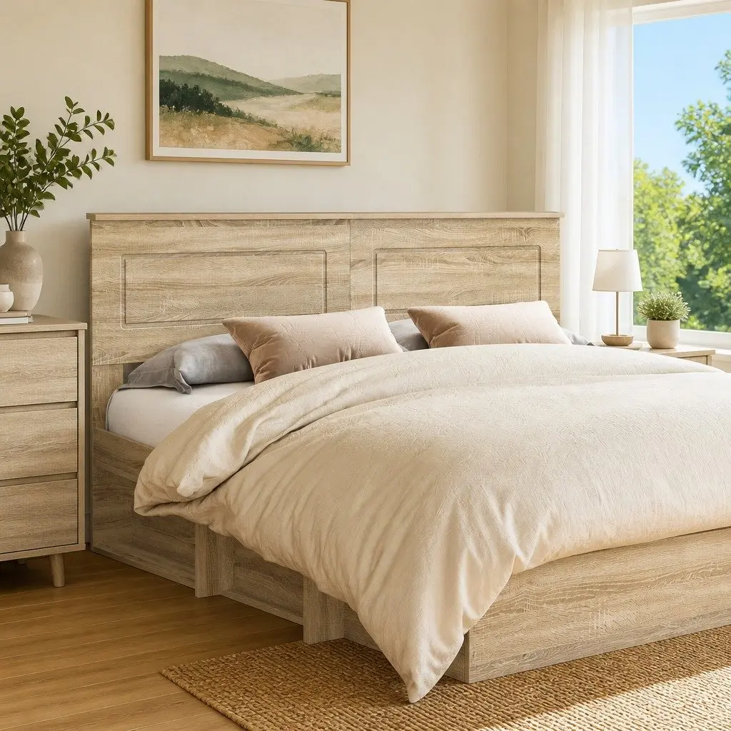 Headboard Engineered Wood Rectangular Modern Bedroom Furniture Brown Sonoma Oak