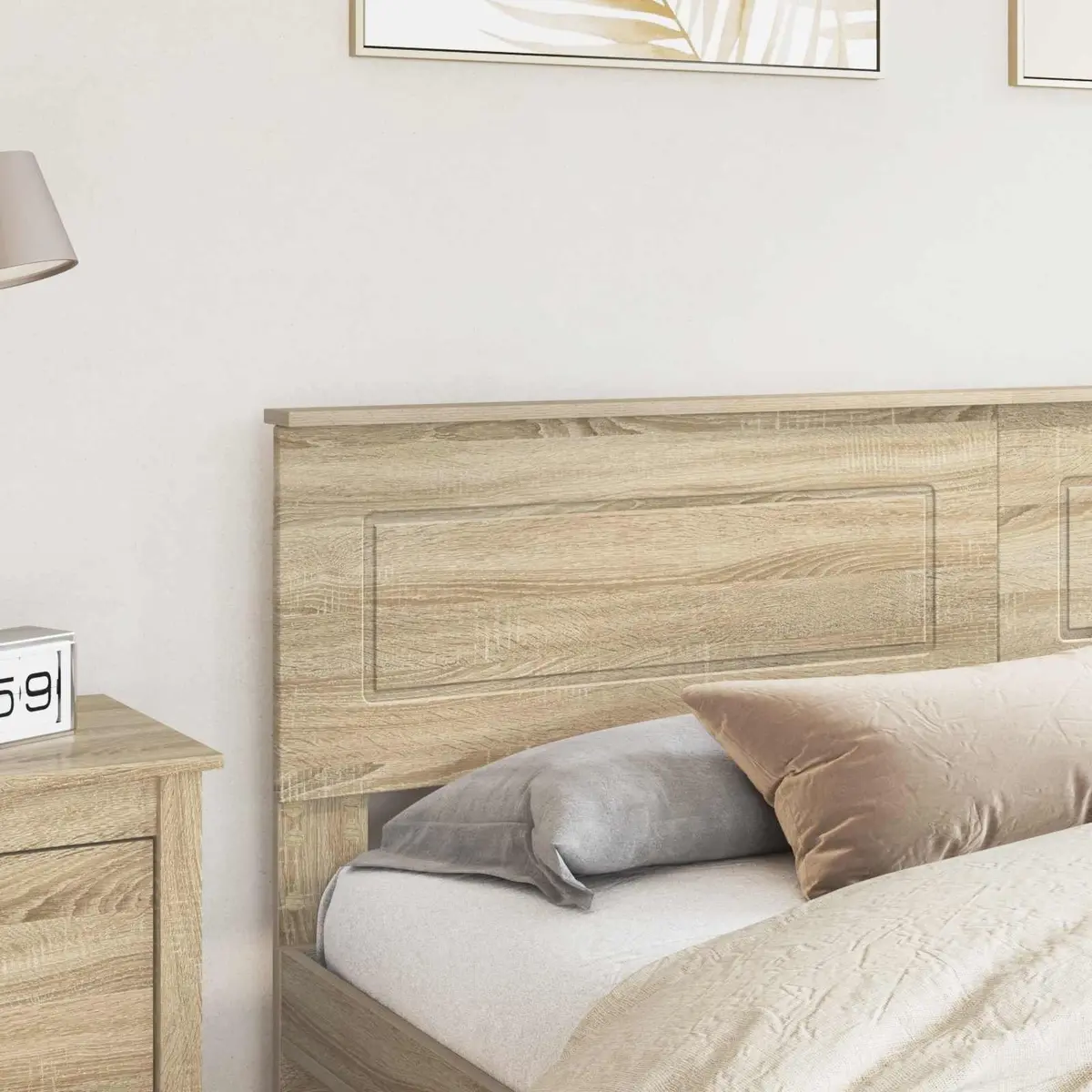 Headboard Engineered Wood Rectangular Modern Bedroom Furniture Brown Sonoma Oak