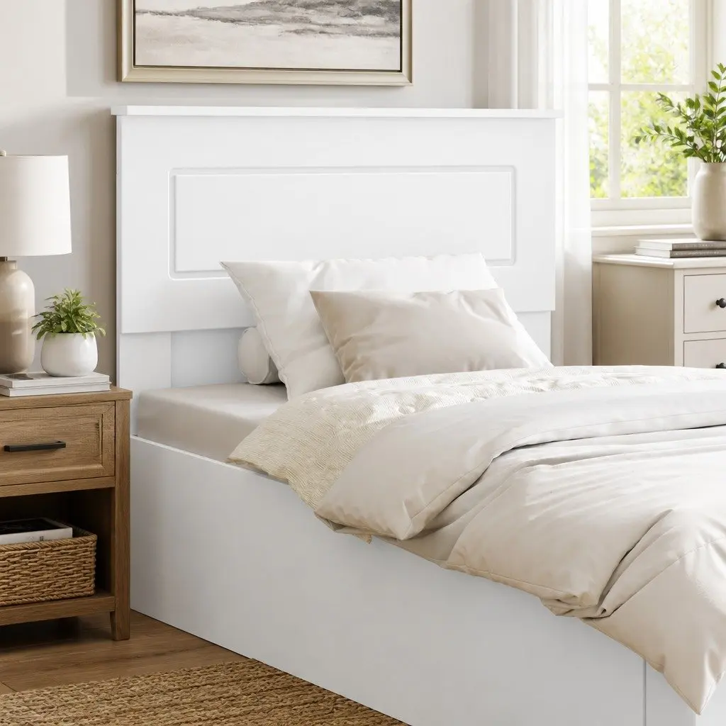 White Engineered Wood Headboard