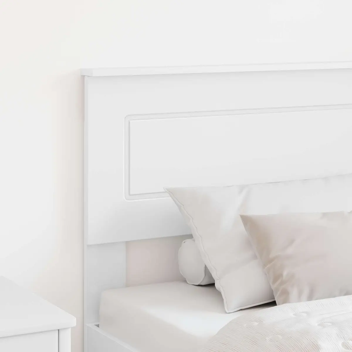 White Engineered Wood Headboard