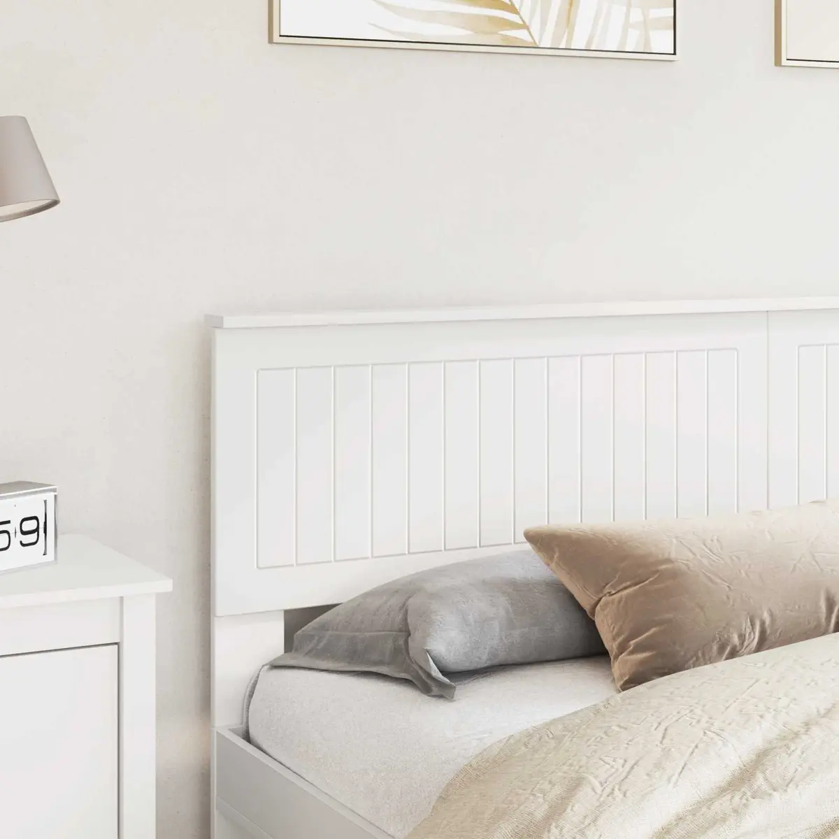 White Engineered Wood Headboard Modern Minimalist Bedroom Furniture Rectangular