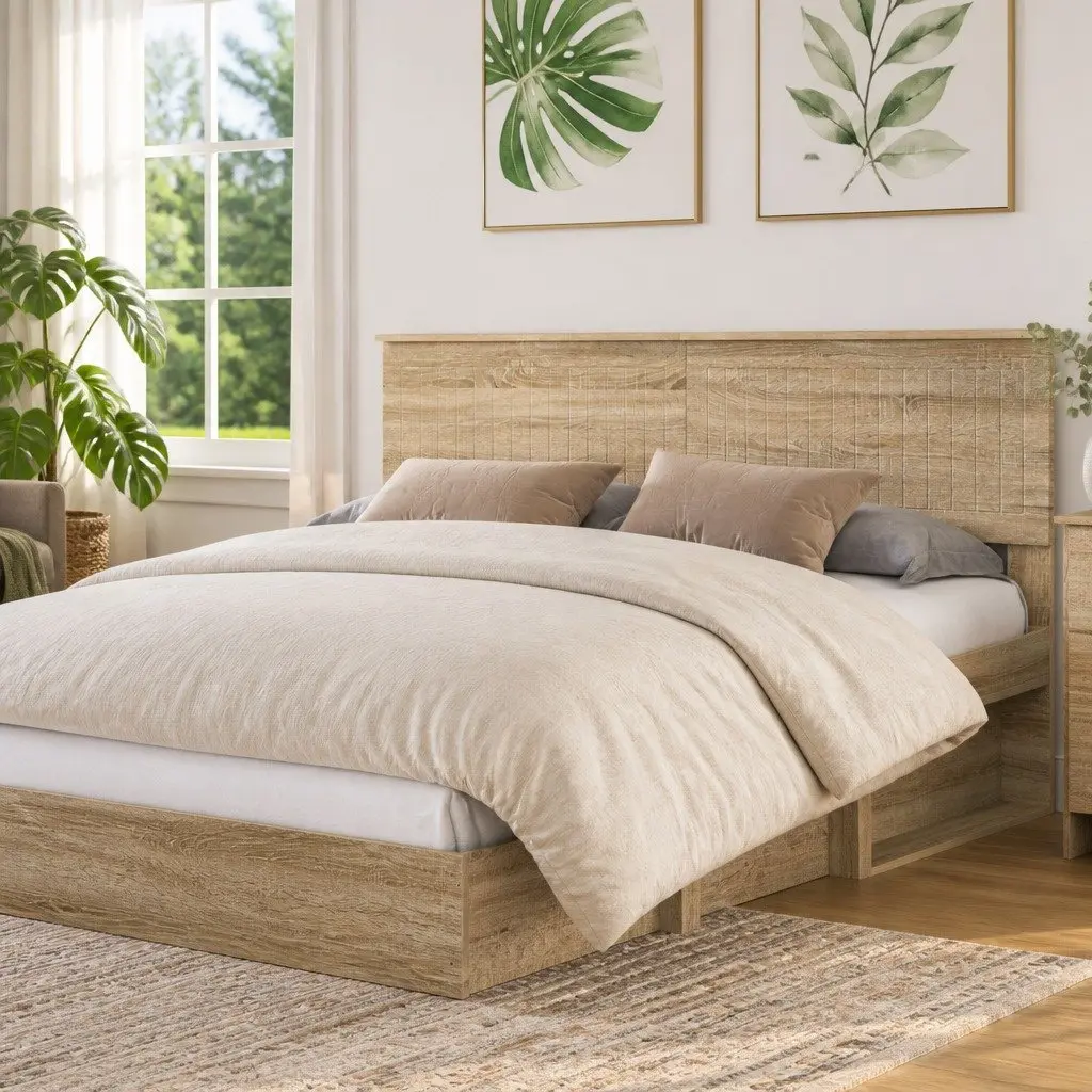 Headboard Engineered Wood Modern Minimalist Bedroom Furniture Brown Sonoma Oak