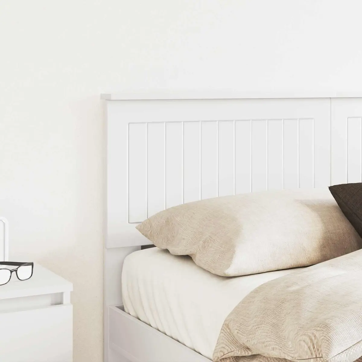 Rectangular White Engineered Wood Headboard