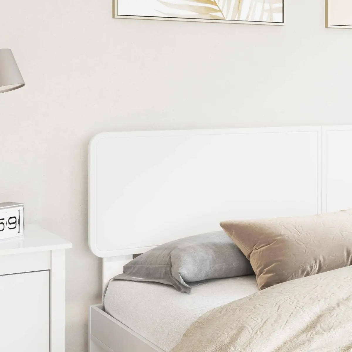 White Engineered Wood Headboard Modern Minimalist Bedroom Furniture