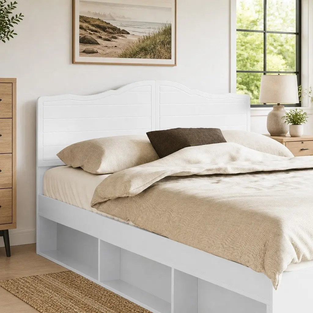 White Engineered Wood Headboard