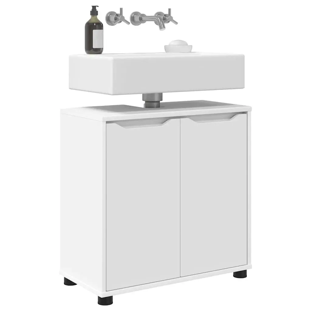 Bathroom Basin Cabinet White Vanity Unit Modern Engineered Wood 60 x 30 x 60 cm
