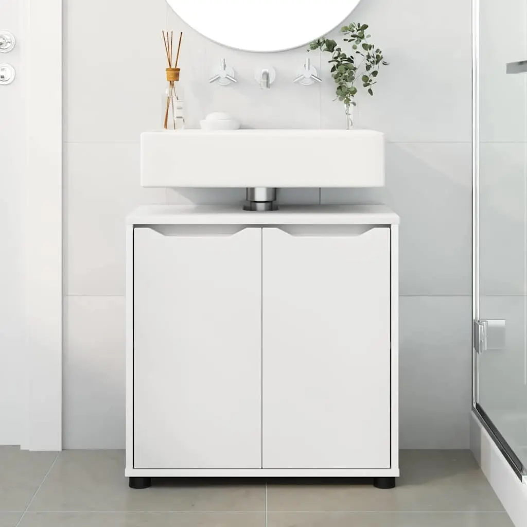 Bathroom Basin Cabinet White Vanity Unit Modern Engineered Wood 60 x 30 x 60 cm