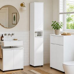 White Engineered Wood Bathroom Vanity Cabinet Dimensions 30.5 x 30 x 195 cm
