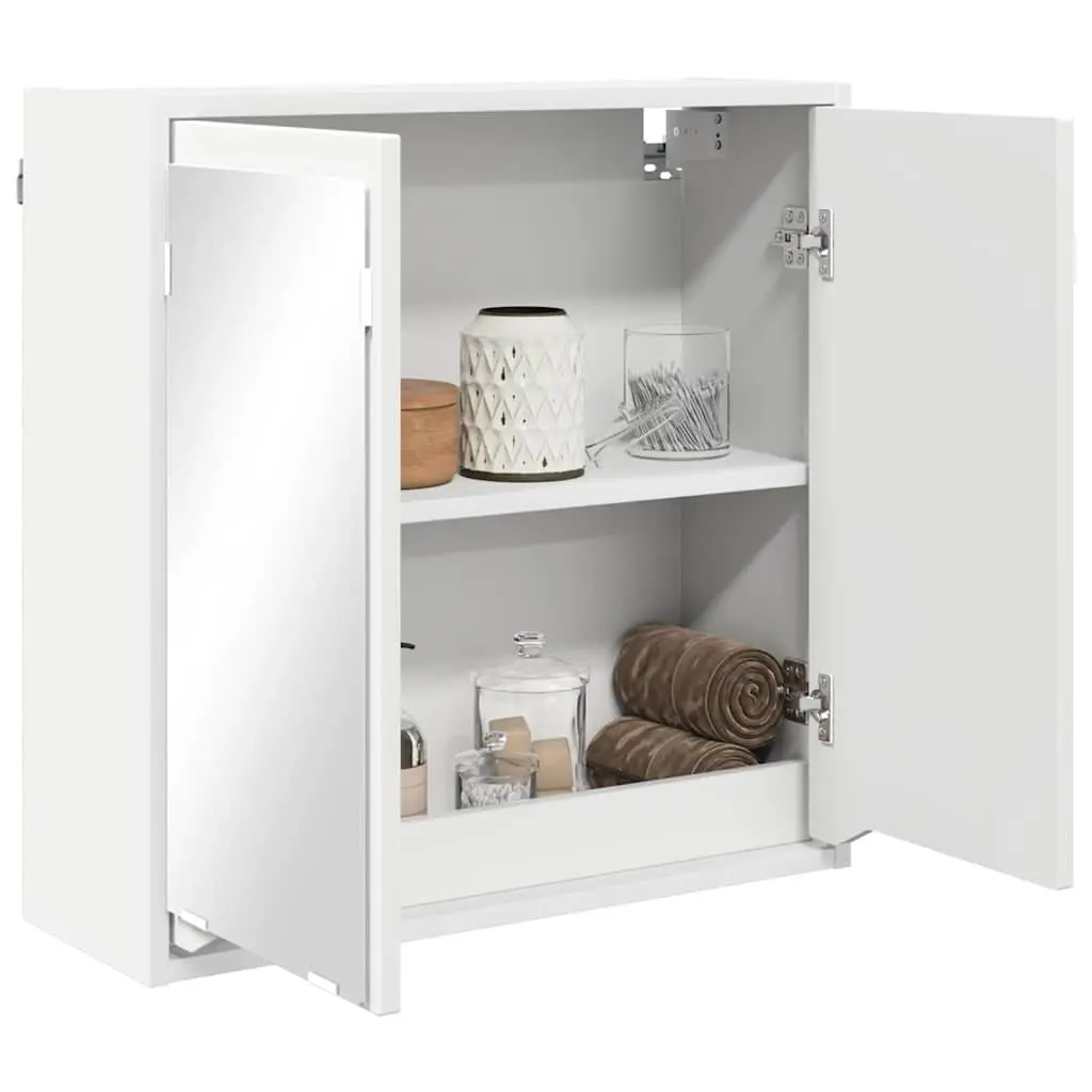 White Wall-Mounted Bathroom Cabinet with Mirror
