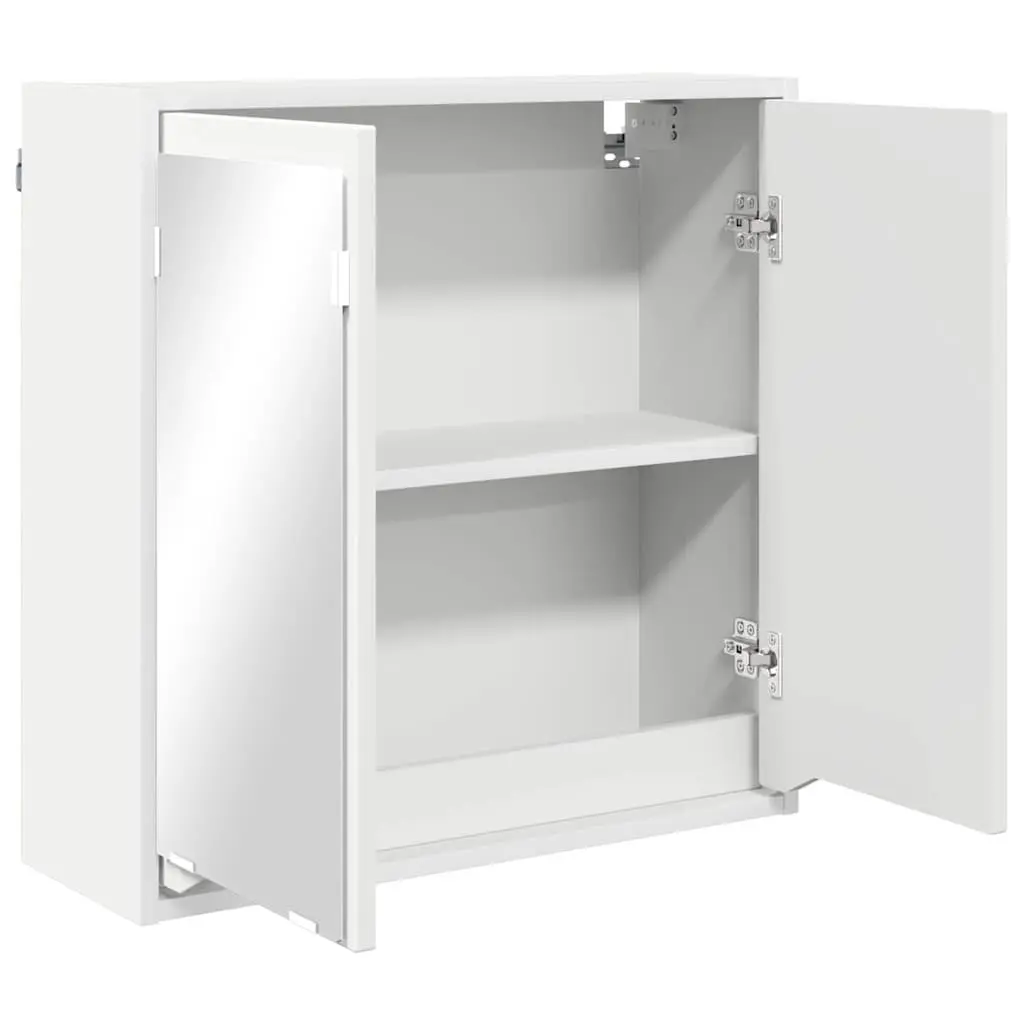 White Wall-Mounted Bathroom Cabinet with Mirror