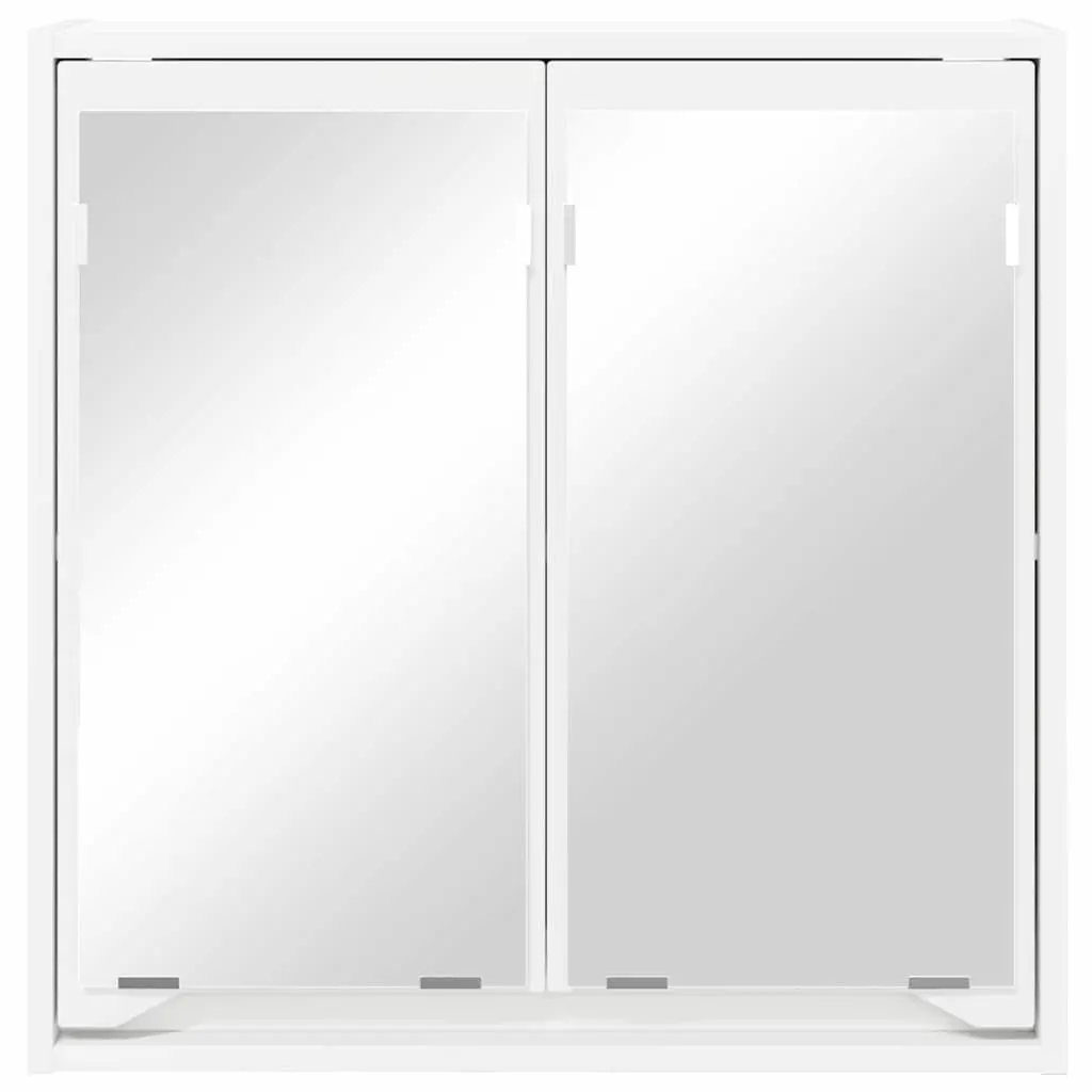White Wall-Mounted Bathroom Cabinet with Mirror
