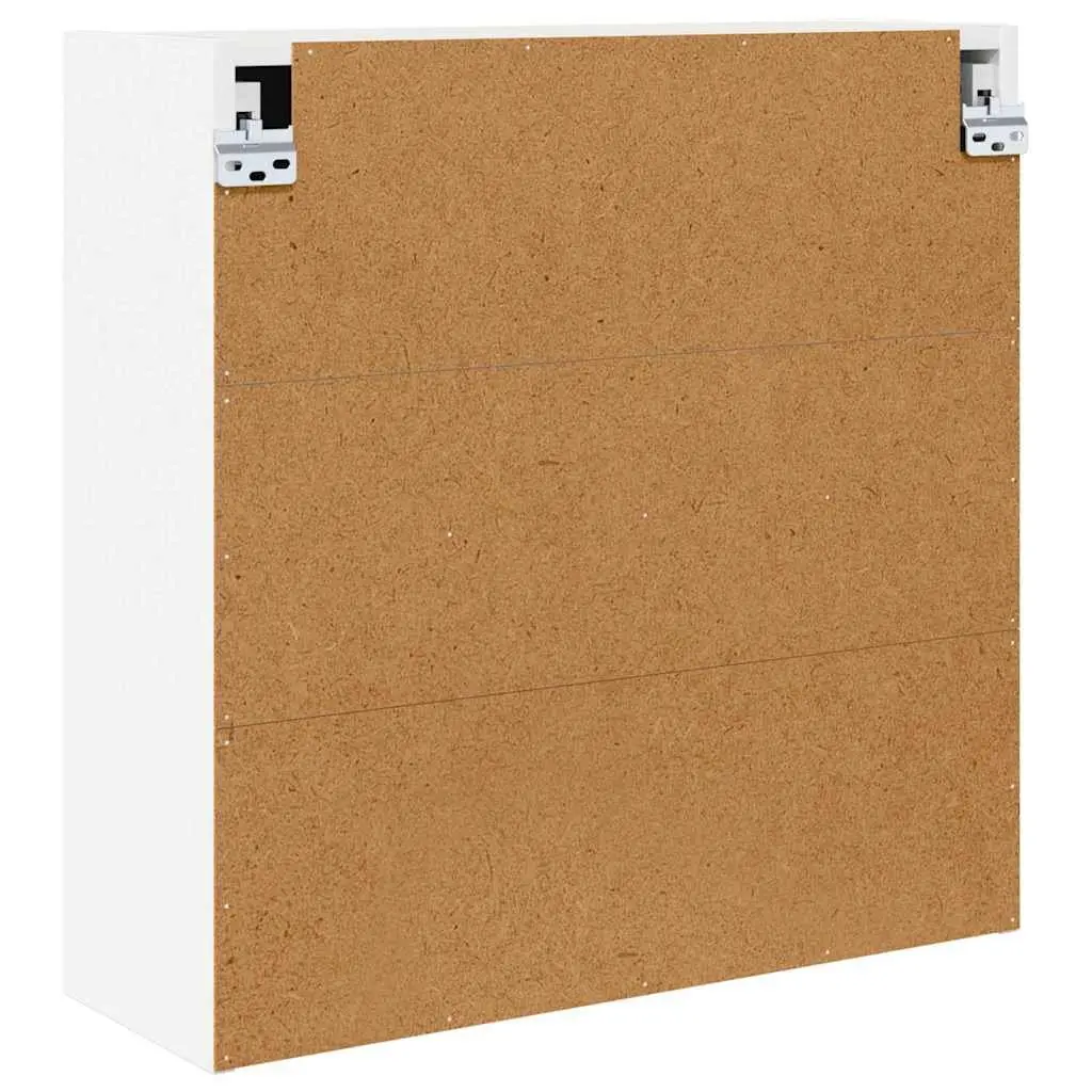 White Wall-Mounted Bathroom Cabinet with Mirror