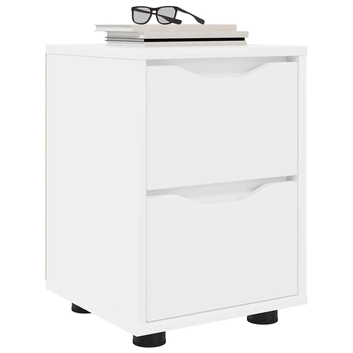 Bedside Table Modern White Engineered Wood Nightstand Bedroom Storage Drawer 30.5 W x 30 D x 43 H cm 2 Piece