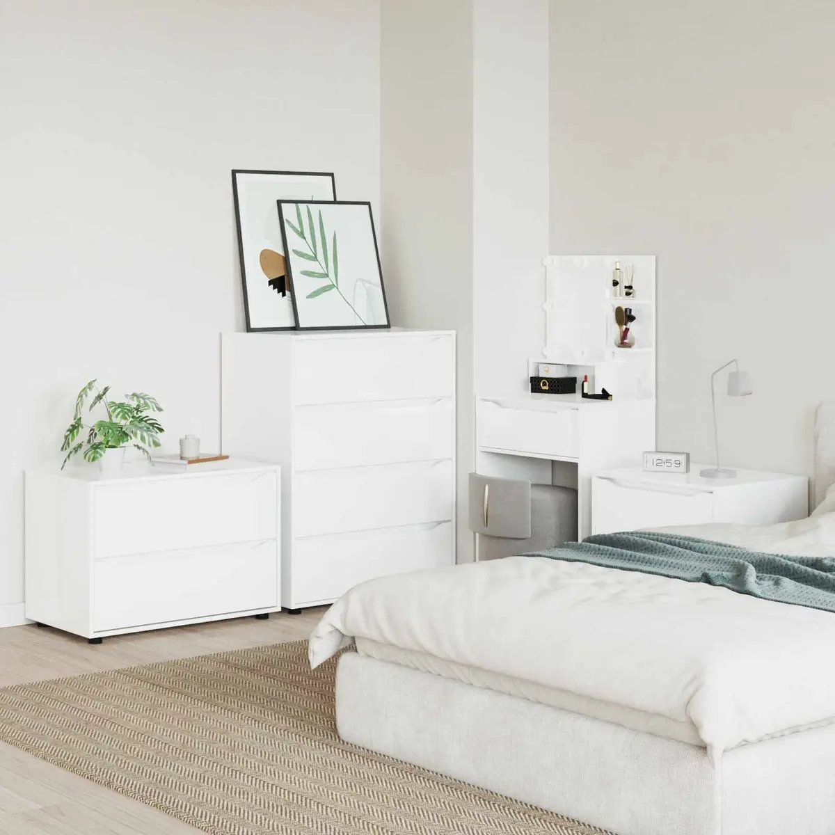 Storage Cabinet Bedroom Living Room High Gloss White