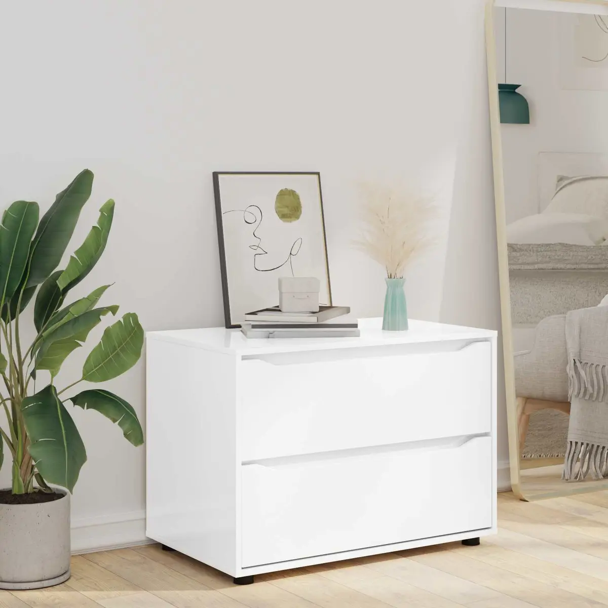 Storage Cabinet Bedroom Living Room High Gloss White