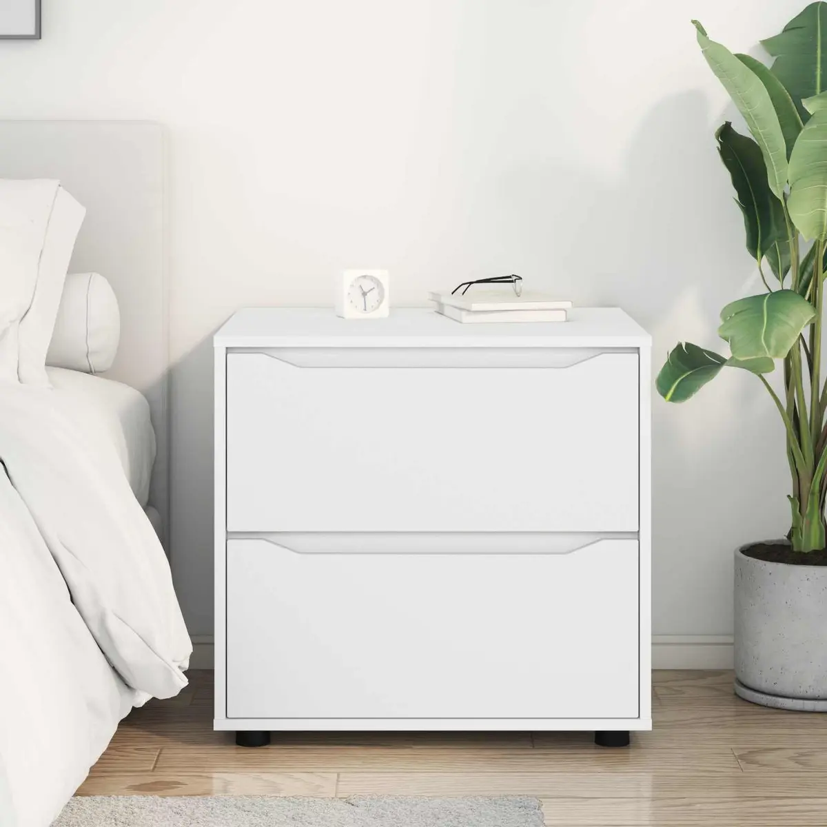 Storage Cabinet White 60x48x57cm Engineered Wood Bedroom Living Room Drawer