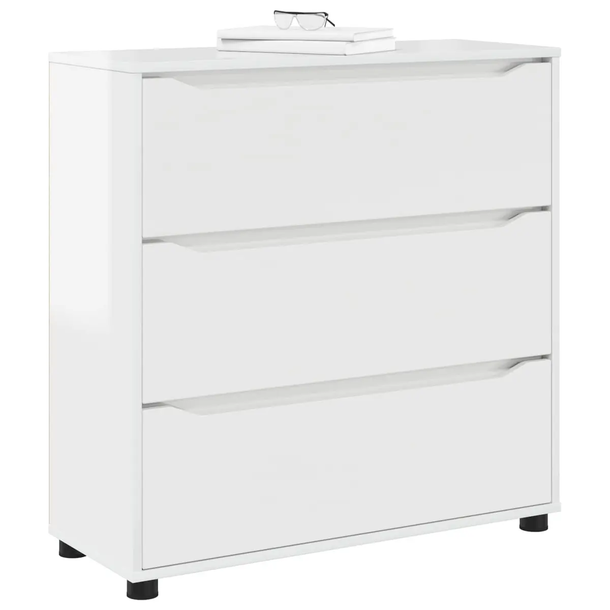 Storage Cabinet High Gloss White Engineered Wood Bedroom Living Room 80 x 31 x 81 cm