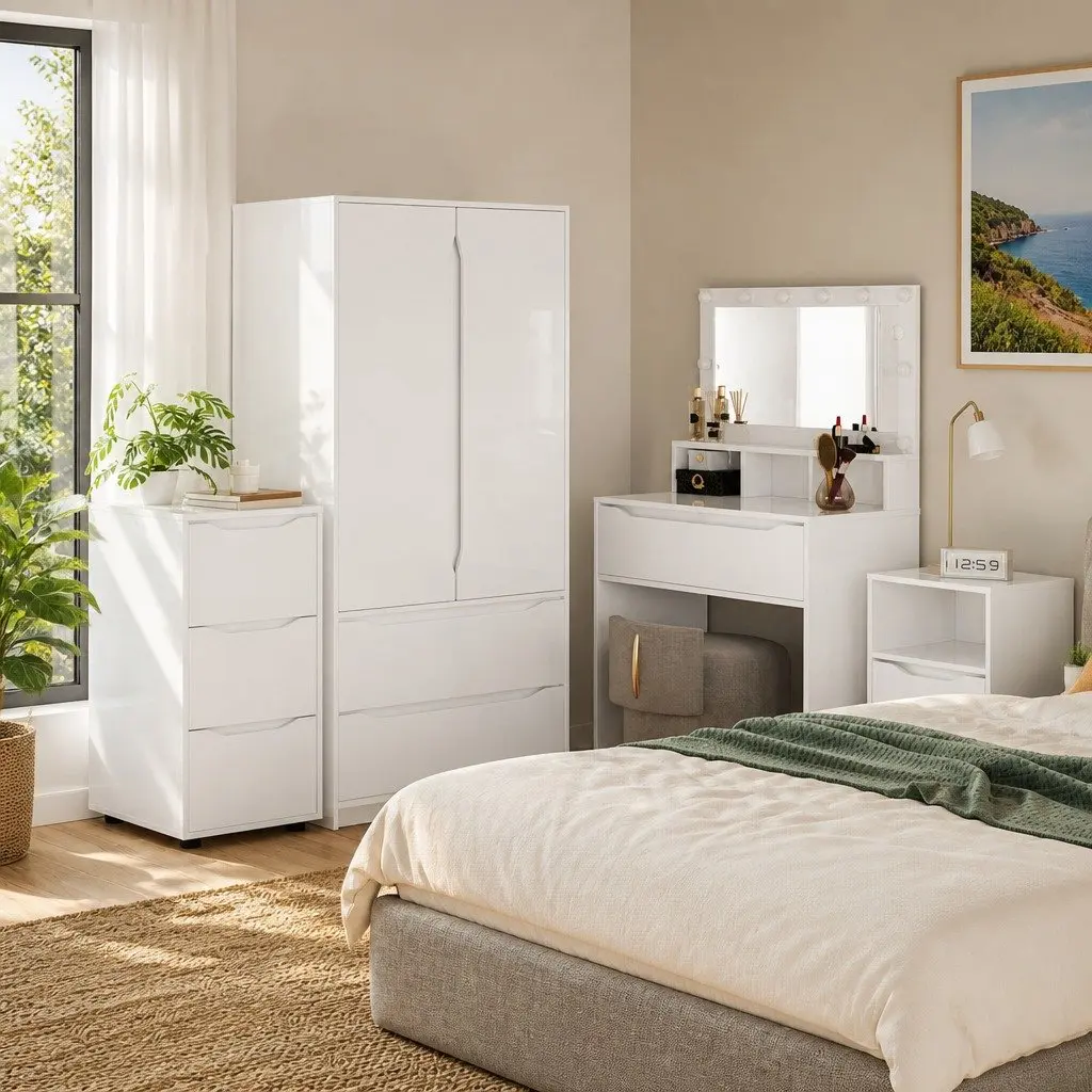 Storage Cabinet Bedroom Living Room High Gloss White 40 x 48 x 81 cm