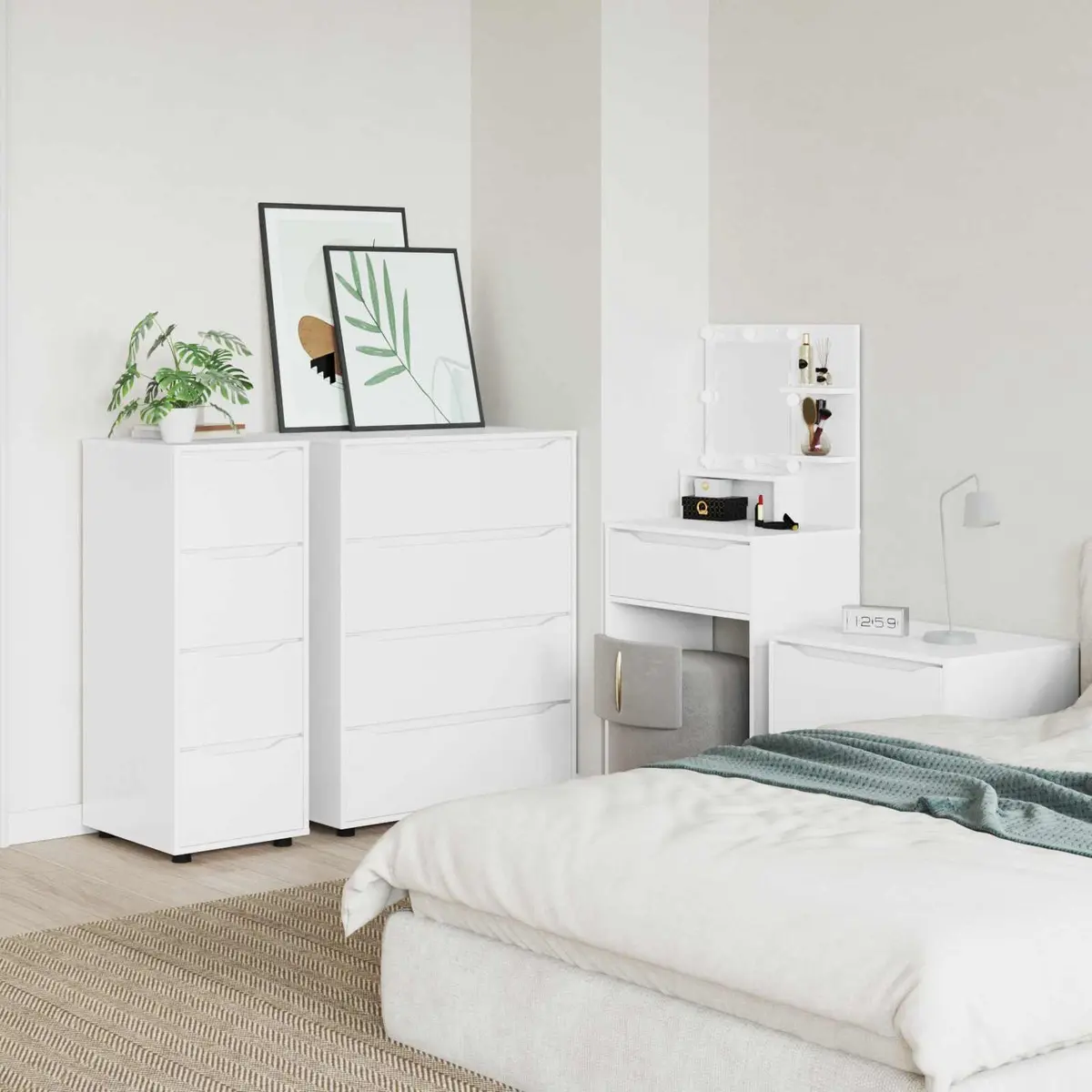 Storage Cabinet White Bedroom Living Room 40 x 48 x 105 cm Engineered Wood