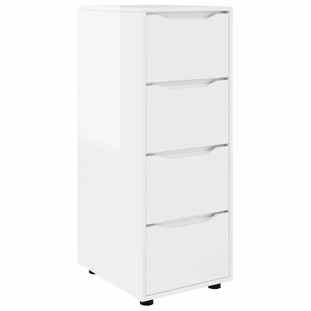 Storage Cabinet High Gloss White Engineered Wood Bedroom Living Room Organiser