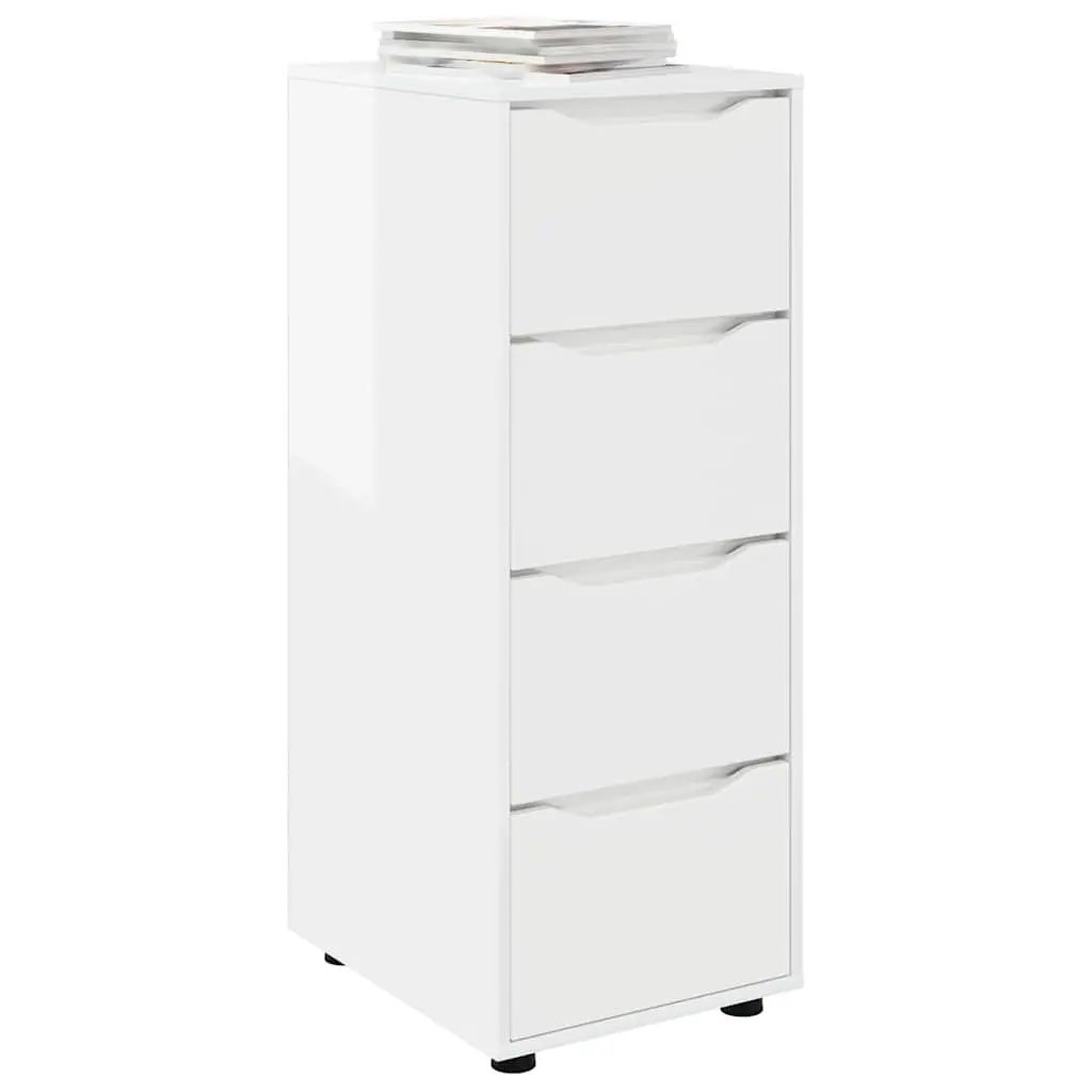 Storage Cabinet High Gloss White Engineered Wood Bedroom Living Room Organiser